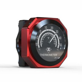 Motorcycle Handlebar Thermometer Gauge Waterproof Alloy Luminous Temperature Gauge TOTMOX for Ya-ma-ha Kawa-saki Su-zuki Fluorescent Pointer Night Visible Thermometer Black Red
