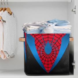 LLCXCSI Storage Cubes Red Spider Web Foldable Cube Organizer Baskets Bins 13"x 13" with Double Handles for Nursery, Kids Room, Closet Shelf Clothes Toys Storage