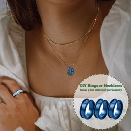 Happtkey 18PCS Stainless Steel Grooved Finger Rings for Inlay Ring DIY Jewelry Making Size 7/8/9/10/11/12 High Polished Silver Round Metal Ring for Men Women 8mm Wide Empty Band Gift