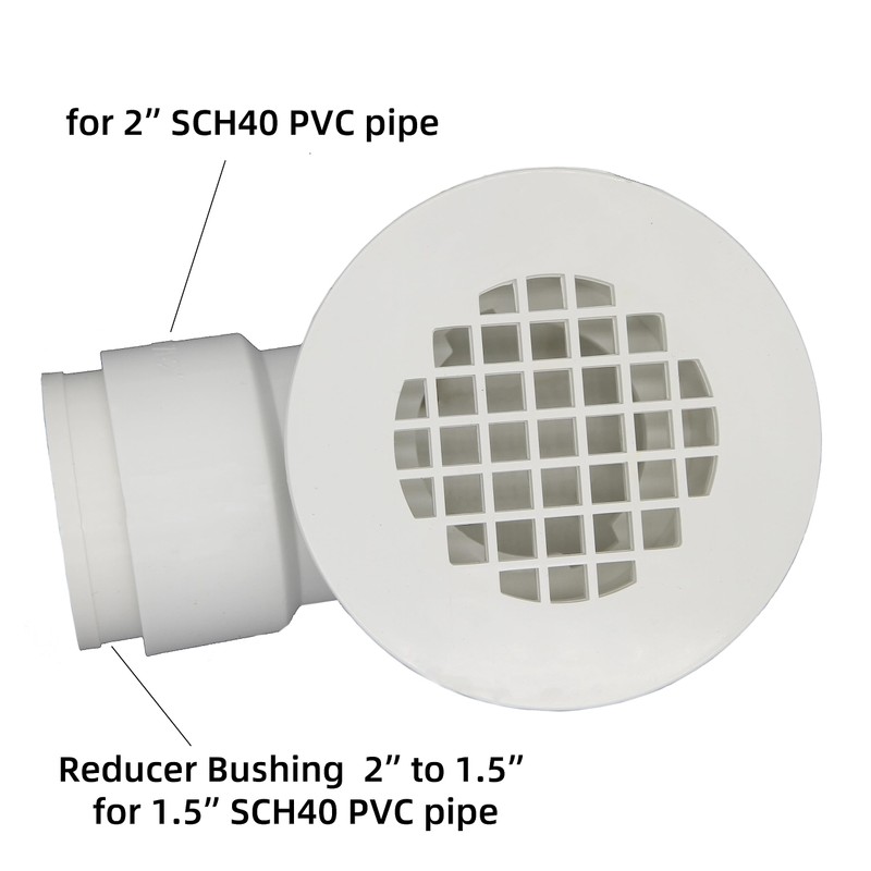 2" Low Profile Shower Drain with 2" x 1-1/2" Reducer