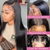 QWedafy Straight Lace Front Wigs Human Hair Pre Plucked 200
