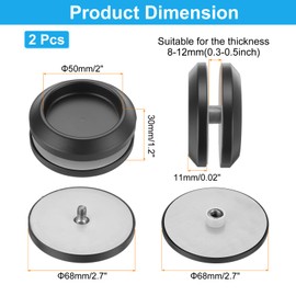 sourcing map 2PCS Round Shower Glass Sliding Door Handles, 304 Stainless Steel Back-to-Back Bathroom Door Handles with Screw, Paste Fixing Shower Pulls Door Pocket Sliding Knobs, Black