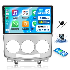 [4G+64G] Car Radio for Mazda 5 2007-2012 with Wireless CarPlay Android Auto,9" Touchscreen Mazda 5 Car Stereo with Mirror Link Voice Control WiFi/GPS,Bluetooth,FM/RDS SWC+Backup Camera