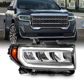 AKKON - Fit 2020-2023 GMC SL | SLE | SLT | Denali [Full LED] Chrome Headlight w/Turn Signal Switchback Running Passenger