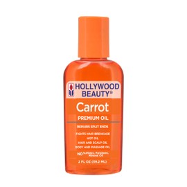 Hollywood Beauty Carrot Hair Oil, 2oz Bottle, Hair, Scalp, Skin, Nail, & Massage Oil, Helps Repair Damaged Hair & Skin, Can be Used as a Hot Oil Treatment