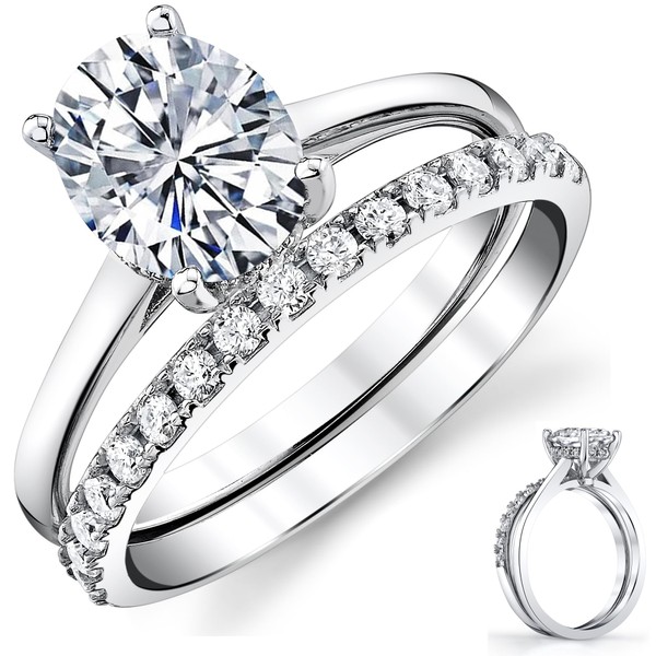 2.5 Carat Oval Moissanite Bridal Set Engagement Wedding Ring 18K