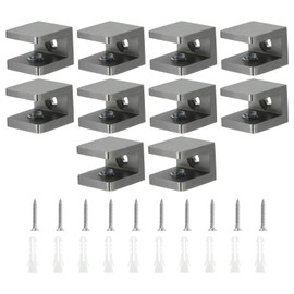 uxcell Glass Shelf Clamp, 10Pcs Brass Glass Clamp for 8-10mm Thick Glass, Adjustable Glass Shelf Bracket Support Holder, Black