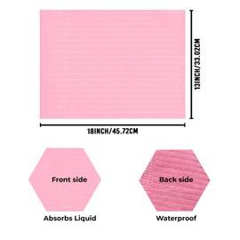 50 Pack 13" x 18" Pink Dental Bibs Disposable, 3-Ply Soft & Waterproof Dentist Bibs Napkin, Ideal for Medical Patients, Dental Tray Covers, Lash & Nail Care, Tattoo Supplies