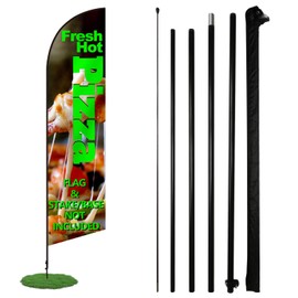 Anley Feather Flagpole Set - Assembled Flutter Banner Pole Set with Carrying Bag - Fits 2.5 FT X 12 FT Feather Flags (Flag and Stand Not Included) - Flagpole ONLY