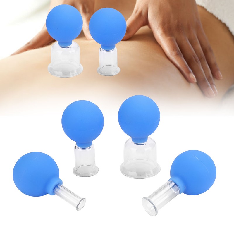 4pcs / box Vacuum Cupping Cups Set Silicone Glass Body