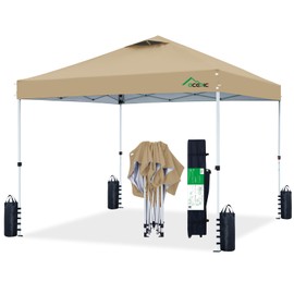 10x10 Pop Up Canopy Tent,300D Silver-Coating Top,Pop Up Canopy Tent Instant Portable Shelter with 1-Button Push and Wheel Carry Bag, 8 Stakes and 4 Weights