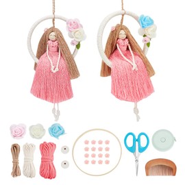 FREEBLOSS 2 Set Macrame Angel Kit Macrame Cord Kit Fairy Dolls Macrame Kit for Beginners with Instruction Macrame Wall Hanging Decoration Adult Craft Kit for Women Gift