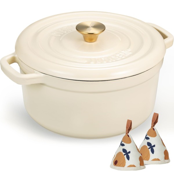 Overmont Enameled Cast Iron Dutch Oven - 5QT Pot with
