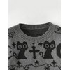 SHENHE Women's Oversized Goth Cartoon Pattern Ripped Round Neck Sweater