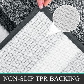 Pauwer Soft 50 x 80 cm Bath Mats, Microfiber Fluffy Non Slip Bathroon Rug Water Absorbent Washable Thick Bath Shower Rug for Bathroom