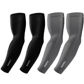 Eadali Arm Cover, Cold Sensitive Effect, Sweat Absorbent, Quick Drying, Anti-Slip, UPF50+, UV Protection, Sunscreen Cover, UV Protection, For Sports Activities, Summer Mast [Unisex] [2 Pieces] Black, 2 pairs 4 pieces (black + grey)