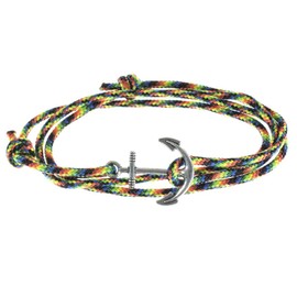West Coast Paracord Men's Adjustable Nautical Anchor and Fish Hook Wrap Cuff Bracelets - Made of Nylon Rope (Galaxy, Silver Anchor)
