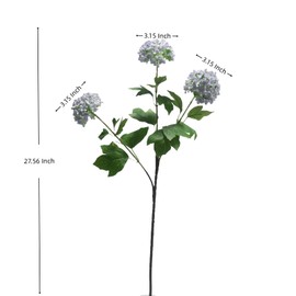 EUEUZLT Artificial Snowball Viburnum Flowers 4 Stems - 70cm Hydrangea-Like Blooms with 3 Realistic 8cm Flower Heads, 7 Colors for Year-Round Home Wedding Decor (Purple)