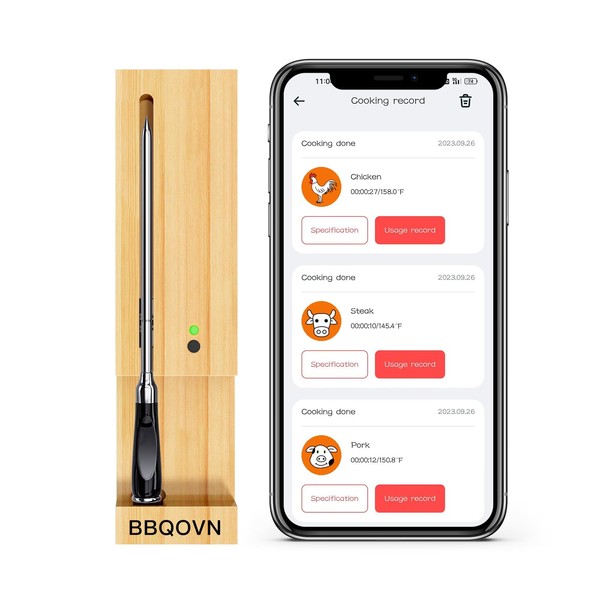 700FT Wireless Smart Meat Thermometer with Bluetooth for BBQ, Oven,