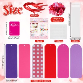 Pasimy 48 Sets Valentines Day DIY Bookmarks Valentine Foam Craft Kit Decorations Blank Valentine's Art Craft with Hearts Alphabets Stickers for Kids Classroom Activities Reading Gift Exchange