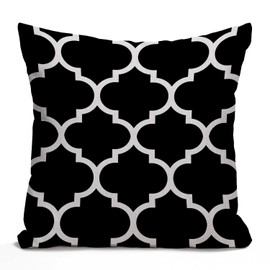 Tomda Modern Black White Quatrefoil Cotton Linen Cushion Cover Throw Pillow Case Home Office Decorative for Sofa Living Room Square 45x45cm 18x18 Inches