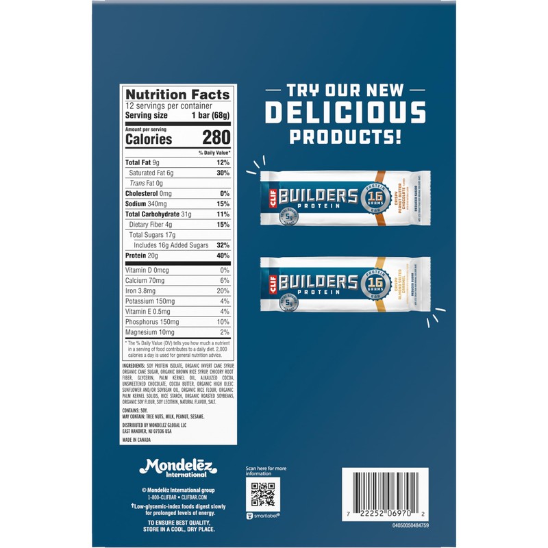 CLIF BUILDERS Protein Bars - OREO-Flavored - 20g Plant Based