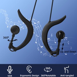 Retevis EEK016 G-type Radio Headset VOX Hands-Free Radio Earbuds Compatible with 2-Way Radio RT24 RT27 RT86 Baofeng UV5R 888S eSynic Wireless Earphones 2 Pin Earpiece with Coil (Pack of 10)