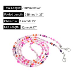 HARFINGTON Eyeglass Chain, 30" Beaded Sunglasses Strap Holder Around Neck Eyewear Retainer Chain Hat Strap Lanyard, Pink