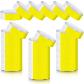 Tudomro 300 Pieces Paper Wristbands for Events Waterproof Neon Bracelets Concert Identification Wristbands Hand Bands Events Adhesive Bracelets for Party(Yellow)