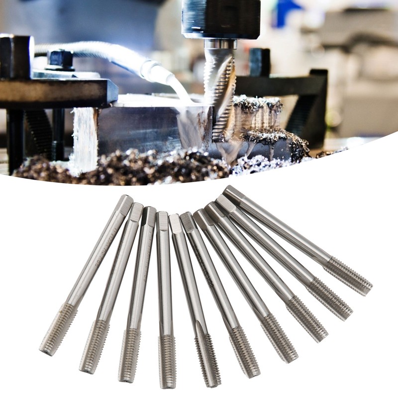 10pcs Thread Tap Set Straight Flute HighSpeed Steel Machine Tap