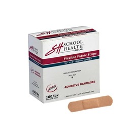 School Health - Adhesive Bandages, Comfortable Form-Fitting Protection & Wound Care for Cuts and Scrapes, Premium Adhesive Stays Secure with Movement, Flexible Fabric Bandages - 3/4" X 3" 100/Box