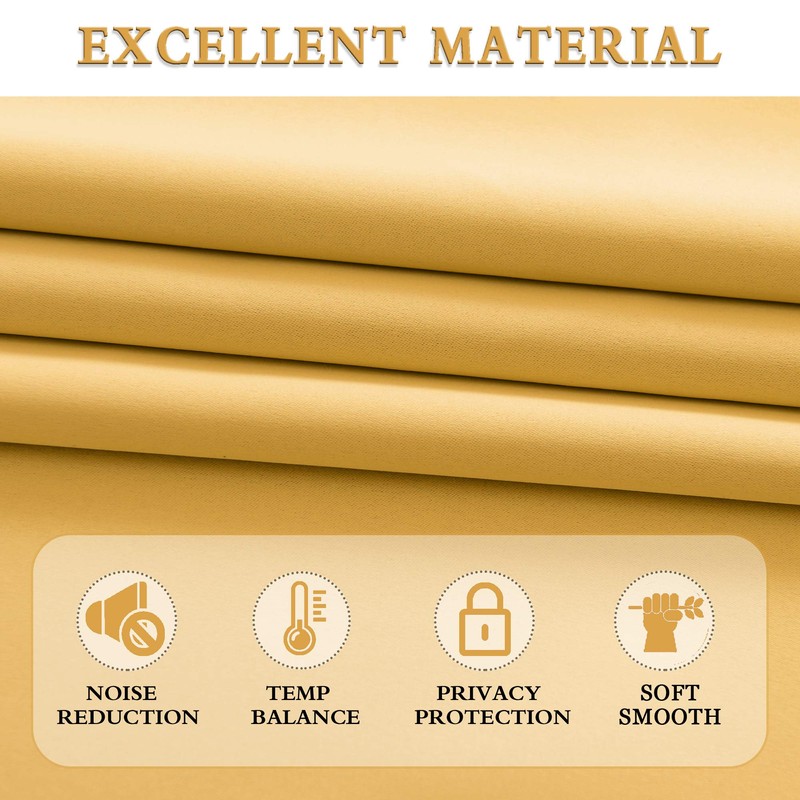 DONREN Gold Yellow Curtains for Bedroom - Blackout Thermal Insulated