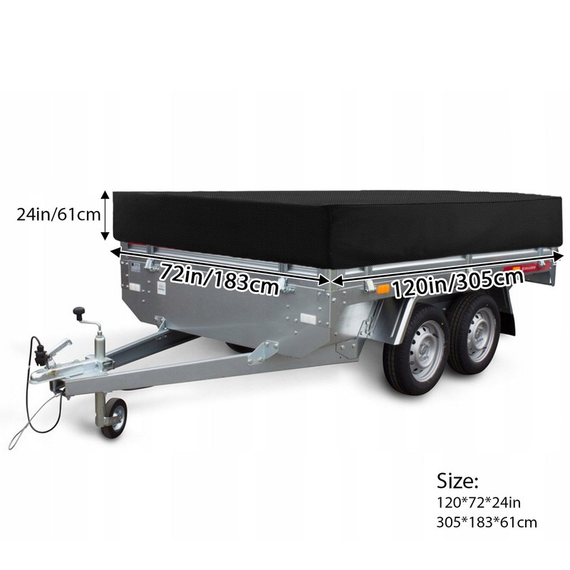 VWACBOAW Utility Trailer Cover, Waterproof Dust Heavy Duty Dump Trailer