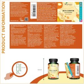 Vegavero Beta Carotene – 180 Capsules | 100% Natural Tan Accelerator from Carrot Extract | High-Strength Vitamin A Source | No Additives, Vegan & Lab-Tested | 6-Month Supply