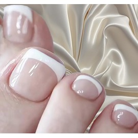 sandanfine French simple toenails, suitable for all kinds of shoes, pressure toenails, preferably gel toenails, reusable toenails