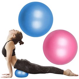 flintronic 2Pcs Mini Pilates Ball, 25cm / 9.4 Inch, Small Anti Burst Exercise Ball for Yoga, Pilates, Balance, Physical Therapy, Stretching and Core Fitness - Includes Stability Ball Workout Guide