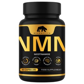 Bearactive NAD+ Nicotinamide 500mg, 30 Capsules – Supports Anti-Aging, Energy, Cellular Health & Longevity – Sepismart SR Sustained Release – Vegan NAD Supplements UK