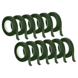 PATIKIL Flower Tape, 12 Rolls, Florist Tape, Flower Bouquet Tape, Waterproof Bouquet Stem Wrapping, Dark Green, 27m Length