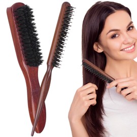 2 Pcs Slick Back Brush Set – Beard and Teasing Brush for Men, Best Hair Styling Comb for Grooming and Shaping