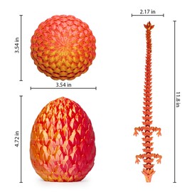 AIFEIRIC 3D Printed Dragon, Easter Dragon Eggs with Dragon Inside, 3D Printed Dragon Egg Gift (Silk Red)