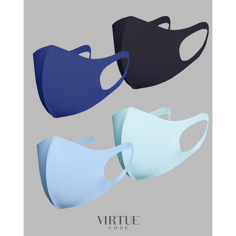 VIRTUE CODE Second Skin Cloth Face Mask Pack. 4 Buttery