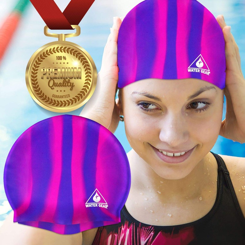 Water Gear Jazz Silicone Swim Cap - Flexible Unisex -