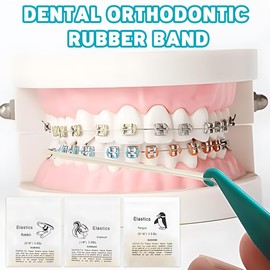 LAJUP Pack of 600 Orthodontic Rubber Bands, 3/16 Inch 1/8 Inch 5/16 Inch, Braces Accessories with 3 Placers, Dental Orthodontic Rubber Bands for Dental Braids Braces