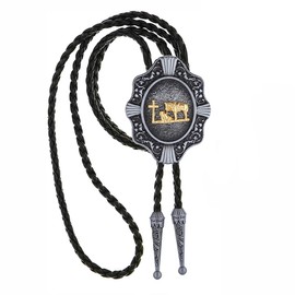 HUABOLA CALYN Vintage Bolo Tie for Men Women, Rodeo Gold Cross Prayer Cowboy Bolo Tie, Western Cowboy Ties Necklace Leather Necktie Costume Accessories for Birthday Christmas Weddings