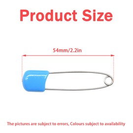 Hocansen 50 PCS Safety Pin 54mm/2.2in Baby Diaper Pins for Cloth Plastic Head Baby Pins for Diapers Stainless Steel Cloth Pins with Locking Closures Nappy Pins for Crafts（DT/Blue）