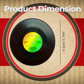 Retro Vinyl Record Coasters 12-Pack with Holder, Non-Slip Cup Mats for Coffee, Tea, Drinks, Tableware Protection for Party, Home, Office, Bar & Housewarming Gift for Music Lovers