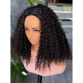 Ashart Kinky Curly Half Wig Human Hair 3-in-1 Flip Over, Headband & Drawstring Half Wigs for Black Women, 20 Inch, Seamless Glueless Wear & Go, Beginner Friendly, 180% Density Natural Curly Volume