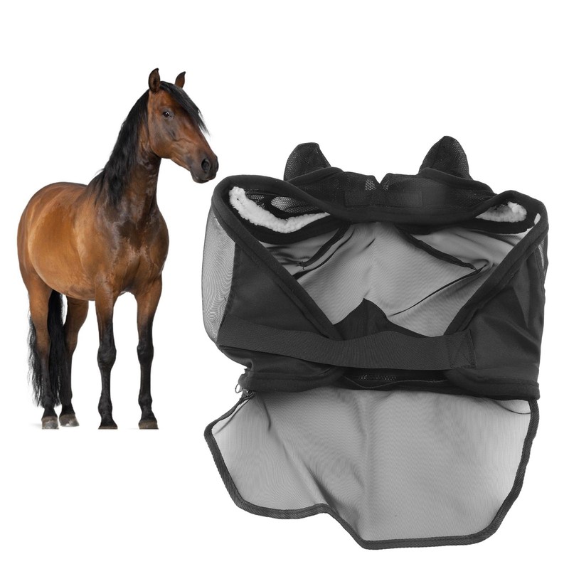 Horse Fly Mask Breathable and Comfort Soft Mesh Long Nose