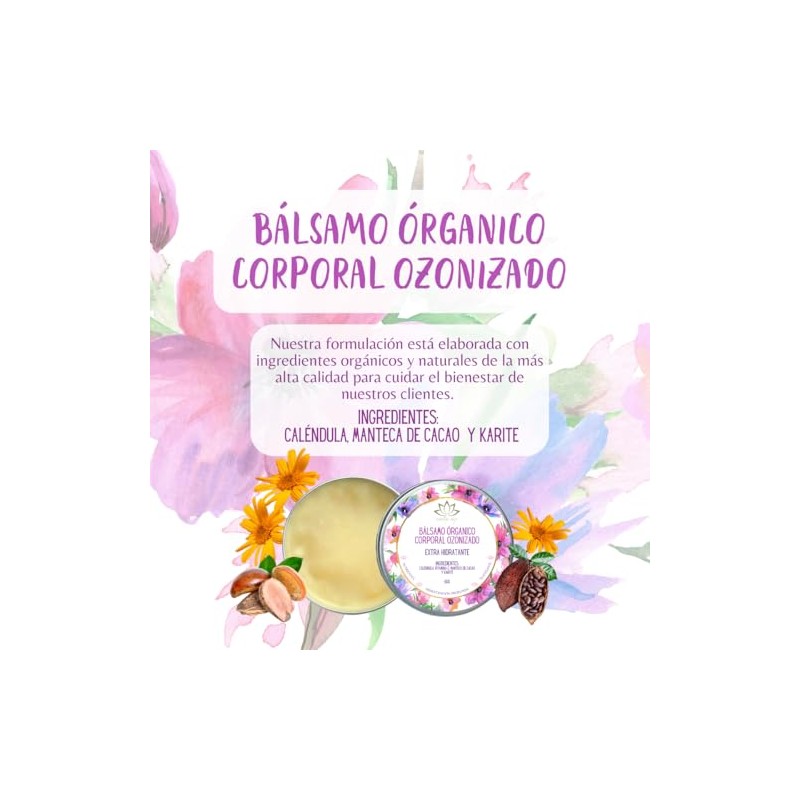 Bálsamo Corporal Orgánico Ozonizado Karité Cacao Caléndula 60Gr