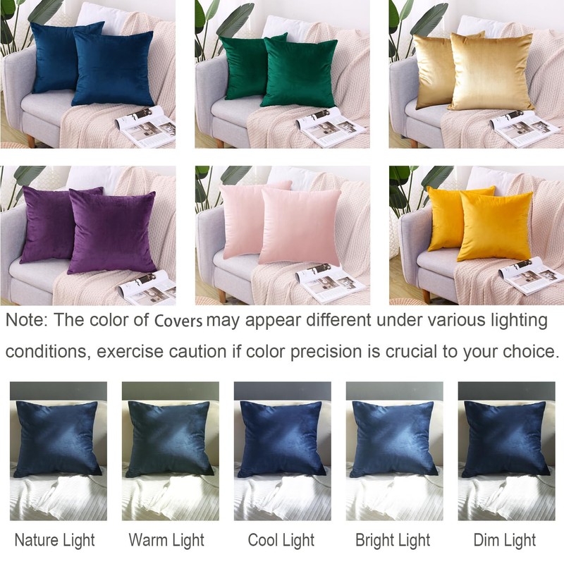 CXTAI 2x Yellow Velvet Cushion Covers Decorative Square Autumn Throw